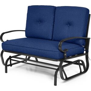 Gymax 2 Seats Outdoor Swing Glider Chair Patio Rocking Loveseat With Cushion in Navy Navy Gymax 2 Seats Outdoor Swing Glider Chair Patio Rocking Loveseat With Cushion in Navy Navy