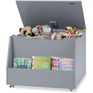 Gymax Mobile Toy Storage Organizer Kids Toy Box With Bookshelf & Wheels-Grey in Grey Grey Gymax Mobile Toy Storage Organizer Kids Toy Box With Bookshelf & Wheels-Grey in Grey Grey