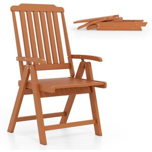 Gymax Folding Patio Chair All-Weather HDPE Outdoor Dining Chair With Armrest in Brown Brown Gymax Folding Patio Chair All-Weather HDPE Outdoor Dining Chair With Armrest in Brown Brown