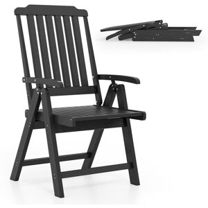 Gymax Folding Patio Chair All-Weather HDPE Outdoor Dining Chair With Armrest in Black Black Gymax Folding Patio Chair All-Weather HDPE Outdoor Dining Chair With Armrest in Black Black