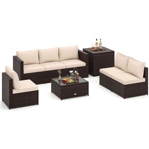 Gymax 8-Piece Wicker Patio Furniture Set Rattan Sectional Sofa Set-Brown in Beige Beige Gymax 8-Piece Wicker Patio Furniture Set Rattan Sectional Sofa Set-Brown in Beige Beige