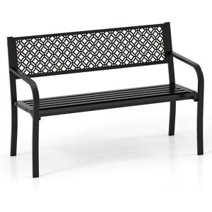 Costway 50 Inches Outdoor Garden Bench Metal Patio Bench in Black Black Costway 50 Inches Outdoor Garden Bench Metal Patio Bench in Black Black