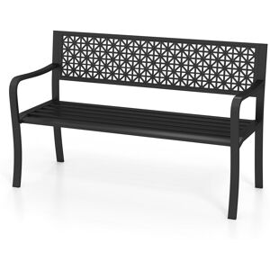Costway Outdoor 2-3-Person Patio Bench 127CM Garden Bench in Black Black Costway Outdoor 2-3-Person Patio Bench 127CM Garden Bench in Black Black