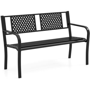 Costway 127CM Garden Bench Outdoor Bench for 2-3-Persons in Black Black Costway 127CM Garden Bench Outdoor Bench for 2-3-Persons in Black Black