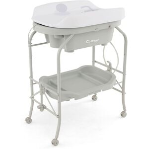Costway Baby Changing Table Portable Infant Nursery Station in Grey Grey Costway Baby Changing Table Portable Infant Nursery Station in Grey Grey
