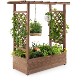 Costway Raised Garden Bed Vertical Plant Container for Climbing Plant in Brown Brown Costway Raised Garden Bed Vertical Plant Container for Climbing Plant in Brown Brown