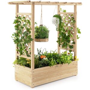 Costway Raised Garden Bed Vertical Plant Container for Climbing Plant in Natural Natural Costway Raised Garden Bed Vertical Plant Container for Climbing Plant in Natural Natural