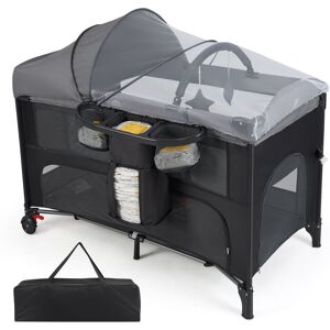 Costway Foldable Pack & Play Portable Baby Bassinet w/Adjustable Heights in Grey Grey Costway Foldable Pack & Play Portable Baby Bassinet w/Adjustable Heights in Grey Grey