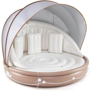 Costway Inflatable Pool Float Floating Island w/Detachable Sunshade Canopy in White White Costway Inflatable Pool Float Floating Island w/Detachable Sunshade Canopy in White White