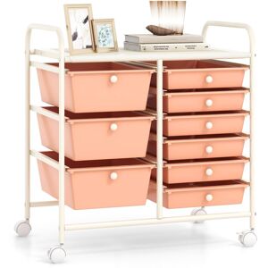 Costway 9-Drawer Rolling Storage Cart Tools Scrapbook Paper Organizer in Pink Pink Costway 9-Drawer Rolling Storage Cart Tools Scrapbook Paper Organizer in Pink Pink