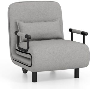 Costway 3-in-1 Convertible Sofa Bed Sleeper Chair w/Lumbar Pillow in Grey Grey Costway 3-in-1 Convertible Sofa Bed Sleeper Chair w/Lumbar Pillow in Grey Grey