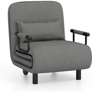 Costway 3-in-1 Convertible Sofa Bed Sleeper Chair w/Lumbar Pillow in Dark Grey Dark Grey Costway 3-in-1 Convertible Sofa Bed Sleeper Chair w/Lumbar Pillow in Dark Grey Dark Grey