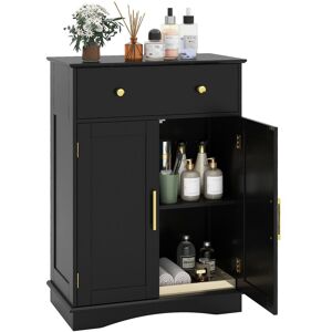 Costway Floor Storage Cabinet Modern Buffet Sideboard with Drawer & Doors in Black Black Costway Floor Storage Cabinet Modern Buffet Sideboard with Drawer & Doors in Black Black