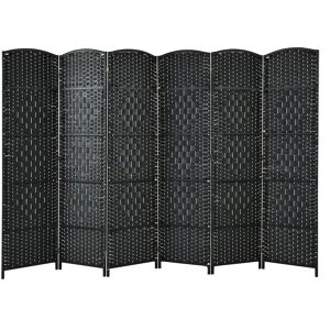 Costway 6 Panel Room Divider Privacy Screen Wall Folding Partition Hand-woven Rattan in Black Black Costway 6 Panel Room Divider Privacy Screen Wall Folding Partition Hand-woven Rattan in Black Black