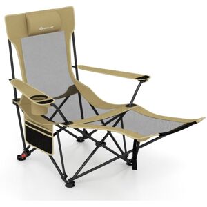 Costway Camping Lounge Chair 2 in 1 Portable Reclining Beach Chair W/ Footrest in Green Green Costway Camping Lounge Chair 2 in 1 Portable Reclining Beach Chair W/ Footrest in Green Green