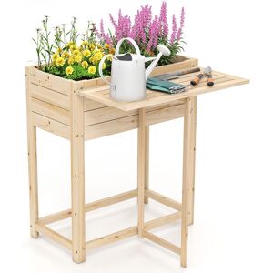 Costway Wooden Raised Garden Bed Fir Wood Elevated Planter Box w/Drainage Gap in Natural Natural Costway Wooden Raised Garden Bed Fir Wood Elevated Planter Box w/Drainage Gap in Natural Natural