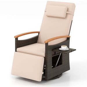 Costway 360 Degree Swivel Garden Recliner Chair Patio Rattan Reclining Armchair in Brown Brown Costway 360 Degree Swivel Garden Recliner Chair Patio Rattan Reclining Armchair in Brown Brown
