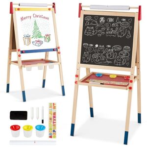 Costway 3 in 1 Double Sided Easel Adjustable Chalkboard & Whiteboard in Black Black Costway 3 in 1 Double Sided Easel Adjustable Chalkboard & Whiteboard in Black Black