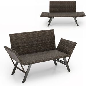 Costway Patio Convertible Sofa for 2 Quick Dry Foam Padded Rattan Loveseat in Grey Grey Costway Patio Convertible Sofa for 2 Quick Dry Foam Padded Rattan Loveseat in Grey Grey