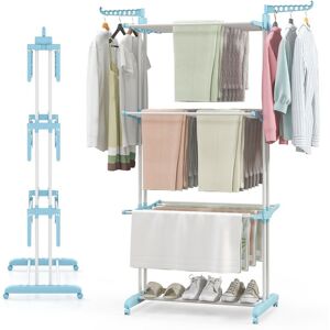 Costway 4-Tier Collapsible Laundry Rack Foldable Clothes Drying Rack in Navy Navy Costway 4-Tier Collapsible Laundry Rack Foldable Clothes Drying Rack in Navy Navy