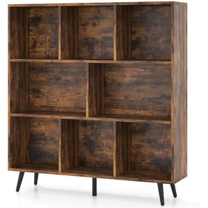 Gymax 8-Cube Bookcase Mid Century Modern Storage Organizer in Brown Brown Gymax 8-Cube Bookcase Mid Century Modern Storage Organizer in Brown Brown