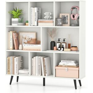 Gymax 8-Cube Bookcase Mid Century Modern Storage Organizer in White White Gymax 8-Cube Bookcase Mid Century Modern Storage Organizer in White White