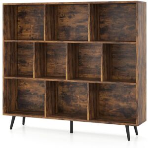 Gymax 10-Cube Bookcase Mid Century Modern Storage Organizer in Brown Brown Gymax 10-Cube Bookcase Mid Century Modern Storage Organizer in Brown Brown