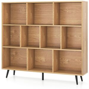 Gymax 10-Cube Bookcase Mid Century Modern Storage Organizer in Light Khaki Light Khaki Gymax 10-Cube Bookcase Mid Century Modern Storage Organizer in Light Khaki Light Khaki