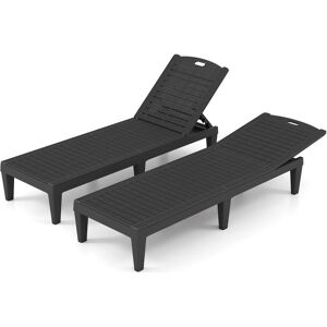 Gymax 2 Pack Chaise Lounge Chairs Outdoor Recliner With Adjustable Backrests in Black Black 2 Pack Gymax 2 Pack Chaise Lounge Chairs Outdoor Recliner With Adjustable Backrests in Black Black 2 Pack