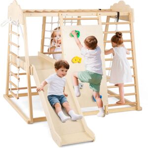 Gymax 8-in-1 Jungle Gym Wooden Montessori Climbing Toys With Removable Slide in Light Khaki Light Khaki Gymax 8-in-1 Jungle Gym Wooden Montessori Climbing Toys With Removable Slide in Light Khaki Light Khaki