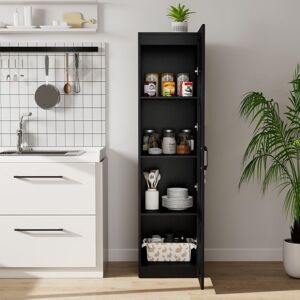 Costway 150 cm Tall Storage Cabinet 4-Tier Freestanding Floor Cabinet in Black Black Costway 150 cm Tall Storage Cabinet 4-Tier Freestanding Floor Cabinet in Black Black