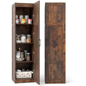 Costway 150 cm Tall Storage Cabinet 4-Tier Freestanding Floor Cabinet in Brown Brown Costway 150 cm Tall Storage Cabinet 4-Tier Freestanding Floor Cabinet in Brown Brown