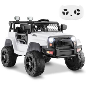 Costway 12V Battery Ride On Truck Electric Ride On Car in White White Costway 12V Battery Ride On Truck Electric Ride On Car in White White