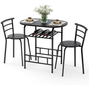 Gymax 4PCS Dining Table Set Space-saving Kitchen Table & Chairs Wood Grain in Black Black Gymax 4PCS Dining Table Set Space-saving Kitchen Table & Chairs Wood Grain in Black Black