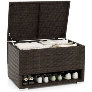 Gymax Deck Box With Shoe Rack 180L PE Rattan Container For Cushions Tools in Brown Brown Gymax Deck Box With Shoe Rack 180L PE Rattan Container For Cushions Tools in Brown Brown