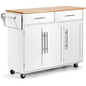 Gymax Kitchen Trolley Cart Rolling Kitchen Island Utility Cart-White in White White Gymax Kitchen Trolley Cart Rolling Kitchen Island Utility Cart-White in White White