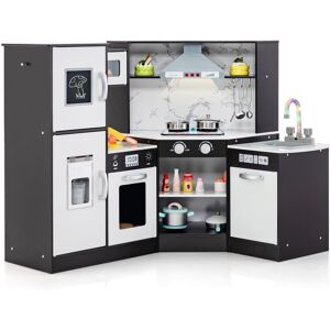 Costway Wooden Pretend Play Kitchen Toy Kids Corner Kitchen Playset in Dark Brown Dark Brown Costway Wooden Pretend Play Kitchen Toy Kids Corner Kitchen Playset in Dark Brown Dark Brown