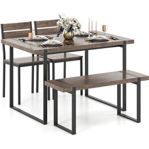 Costway 4PCS Dining Table Set for 4 Wooden Rectangular Kitchen Table in Grey Grey Costway 4PCS Dining Table Set for 4 Wooden Rectangular Kitchen Table in Grey Grey