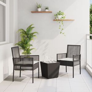 Berkfield Home 3 Piece Garden Bistro Set with Cushions Black Poly Rattan Black Berkfield Home 3 Piece Garden Bistro Set with Cushions Black Poly Rattan Black
