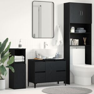 Berkfield Home Bathroom Sink Cabinet in Black Oak - 80x33x60 cm, Made from Engineered Wood Size: 80 x 33 x 60 cm Black 80 x 33 x 60 cm Berkfield Home Bathroom Sink Cabinet in Black Oak - 80x33x60 cm, Made from Engineered Wood Size: 80 x 33 x 60 cm Black 80 x 33 x 60 cm