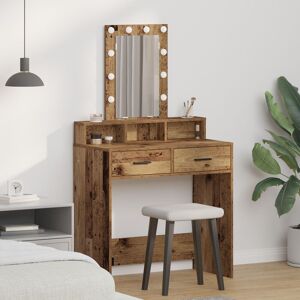 Berkfield Home Dressing Table with LED Lights - Vintage Wood Style, 79x41x140 cm in Brown Size: 79 x 41 x 140 cm Brown 79 x 41 x 140 cm Berkfield Home Dressing Table with LED Lights - Vintage Wood Style, 79x41x140 cm in Brown Size: 79 x 41 x 140 cm Brown 79 x 41 x 140 cm