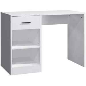 VOGREX 100cm Computer Desk Study Writing Table PC Laptop Desk with Drawer 2 Shelves in White Size: 100 cm White 100 cm VOGREX 100cm Computer Desk Study Writing Table PC Laptop Desk with Drawer 2 Shelves in White Size: 100 cm White 100 cm