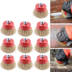 Hinsinc 10Pcs Wire Cup Brush Wheel m 3" for Angle Grinder M10 Crimped Brass Coated UK Multicolor Hinsinc 10Pcs Wire Cup Brush Wheel m 3" for Angle Grinder M10 Crimped Brass Coated UK Multicolor