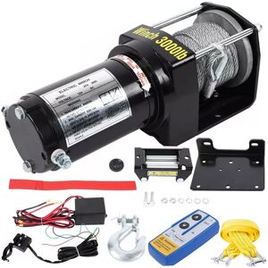 Hinsinc 12V 3500lbs Electric Winch Steel Cable Wireless Remote Quad Bike ATV Boat in Black Black Hinsinc 12V 3500lbs Electric Winch Steel Cable Wireless Remote Quad Bike ATV Boat in Black Black