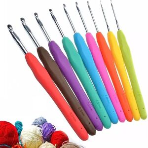 VOGREX 9Pcs Crochet Hooks Set Aluminum Multi Color Multicolor VOGREX 9Pcs Crochet Hooks Set Aluminum Multi Color Multicolor