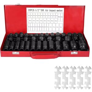 SPETLEK 40 Pcs Car Truck Deep Impact Socket Set 1/2" Drive 8- 32mm Metric in Black Black SPETLEK 40 Pcs Car Truck Deep Impact Socket Set 1/2" Drive 8- 32mm Metric in Black Black