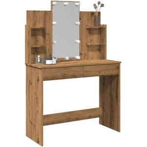 Berkfield Home Dressing Table with LED Lights Artisan Oak 96x40x142 cm in Brown Size: 96 x 40 x 142 cm Brown 96 x 40 x 142 cm Berkfield Home Dressing Table with LED Lights Artisan Oak 96x40x142 cm in Brown Size: 96 x 40 x 142 cm Brown 96 x 40 x 142 cm