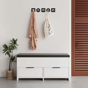Decortie Shoe Storage Bench 'Cove' with Lift-Up Lid & Drop Door Width 106cm in White Size: 1 Pack White 1 Pack Decortie Shoe Storage Bench 'Cove' with Lift-Up Lid & Drop Door Width 106cm in White Size: 1 Pack White 1 Pack