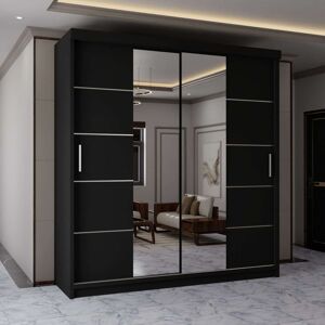 MN Furniture Wardrobe Modern Sliding Mirror Door - LED Light 120cm x 217cm in Black Size: 120 cm x 217 cm Black 120 cm x 217 cm MN Furniture Wardrobe Modern Sliding Mirror Door - LED Light 120cm x 217cm in Black Size: 120 cm x 217 cm Black 120 cm x 217 cm
