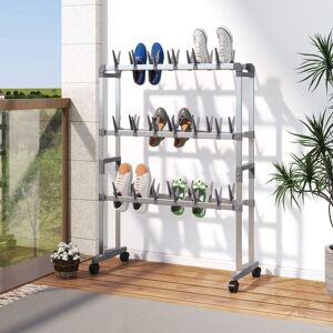 Berkfield Home Shoe Rack with Wheels Silver 66x27x100 cm Size: 66 x 27 x 100 cm Silver 66 x 27 x 100 cm Berkfield Home Shoe Rack with Wheels Silver 66x27x100 cm Size: 66 x 27 x 100 cm Silver 66 x 27 x 100 cm